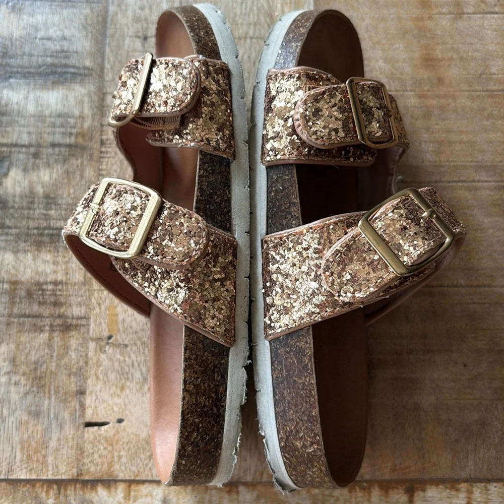 GAP Kids Rose Gold Glitter Double-Buckle Sandals